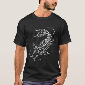 Elegante Koi Vis Lijn Kunst Ontwerp Vijver Vis Ill T-shirt