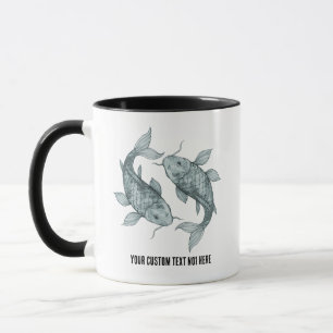 Elegante Koi Vis Watercolor Kunst   Japanse Stijl Mok