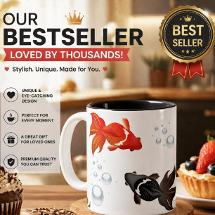 Elegante Koi Vis Zen Design – Vreedzaam Japans A Tweekleurige Koffiemok