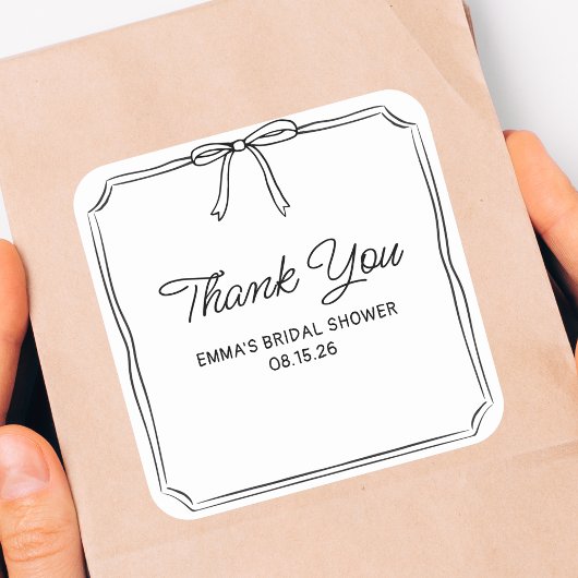 Elegante Kokette Chic Strik Bruidsmeisjes Uitnodig Vierkante Sticker