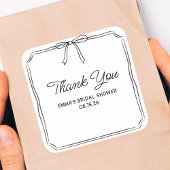 Elegante Kokette Chique Strik Bruidsmeisjes Uitnod Vierkante Sticker