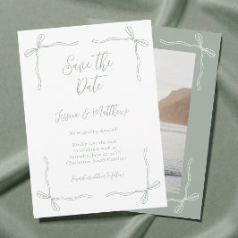 Elegante Kokette Saliegroene Strik Foto Bruiloft Save The Date