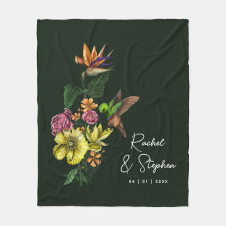 Elegante kolibrie bloemenbruiloft Jubileum Fleece Deken