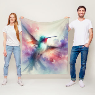 Elegante Kolibrie in Waterverf Fleece Deken