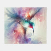 Elegante Kolibrie in Waterverf Fleece Deken (Voorkant (Horizontaal))