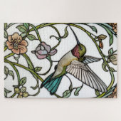 Elegante kolibrie-kunst botanische boho chic legpuzzel (Horizontaal)