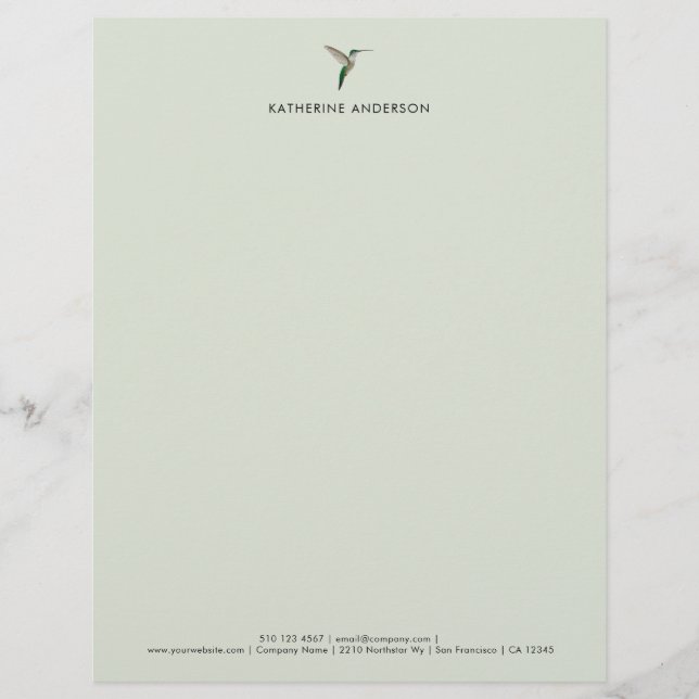 Elegante kolibrie Letterhead Briefhoofd (Voorkant)