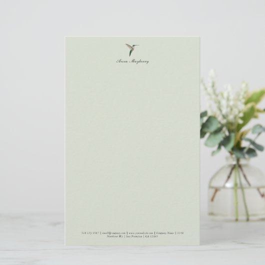 Elegante kolibrie Letterhead Briefpapier (Staand voorkant)