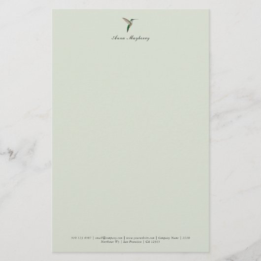 Elegante kolibrie Letterhead Briefpapier (Voorkant)