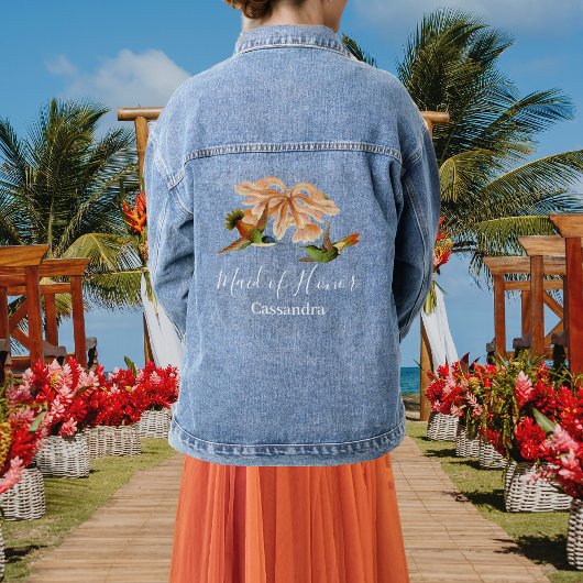 Elegante kolibrie Maid of Honor Bruiloft Denim Jacket