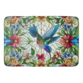 Elegante Kolibrie met Gebrandschilderd Glas Effect Badmat (Voorkant)