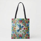 Elegante Kolibrie met Glas-in-Lood Effect Tote Bag (Voorkant)
