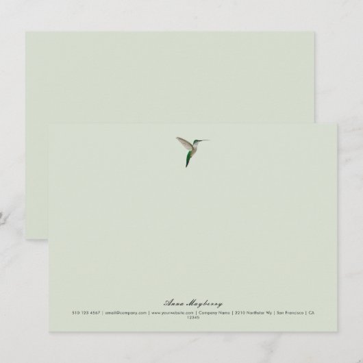 Elegante kolibrie notitiekaartje (Voorkant / Achterkant)