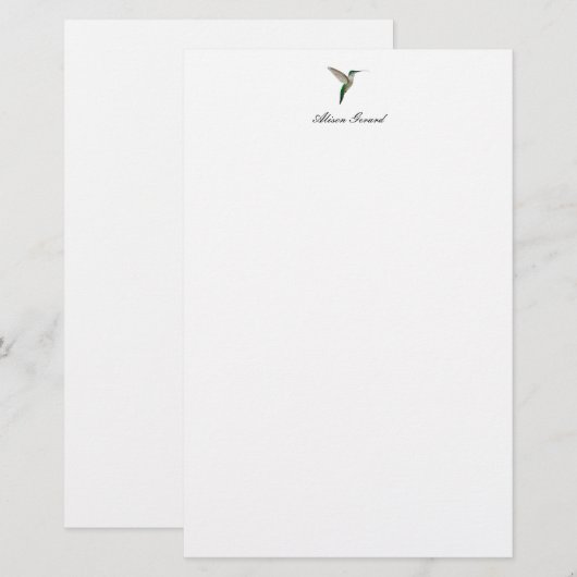 Elegante kolibrie notities briefpapier (Voorkant / Achterkant)
