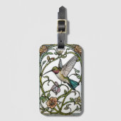 Elegante kolibriekunst botanische boho chic bagagelabel (Voorkant (verticaal))