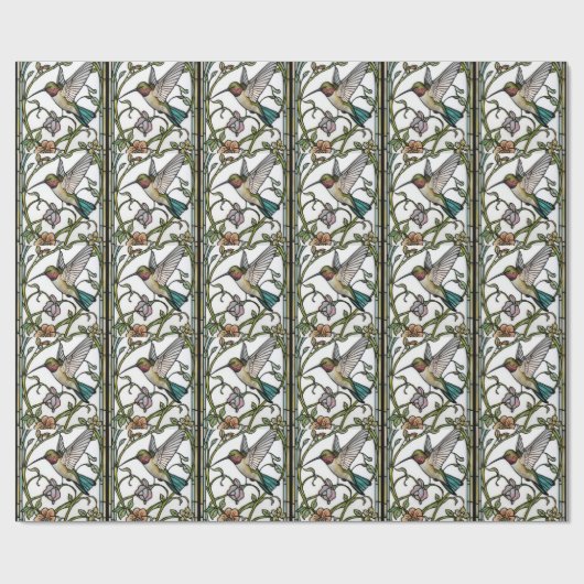 Elegante kolibriekunst botanische boho chic cadeaupapier (Vlak)