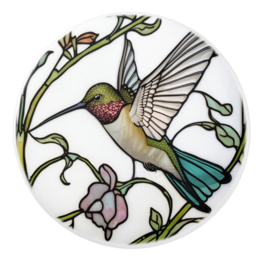 Elegante kolibriekunst botanische boho chic keramische knop (Voorkant)