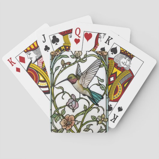 Elegante kolibriekunst botanische boho chic pokerkaarten (Achterkant)