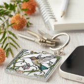 Elegante kolibriekunst botanische boho chic sleutelhanger (Voorkant Rechts)