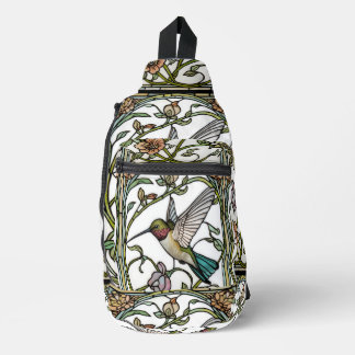 Elegante kolibriekunst botanische boho chic sling bag