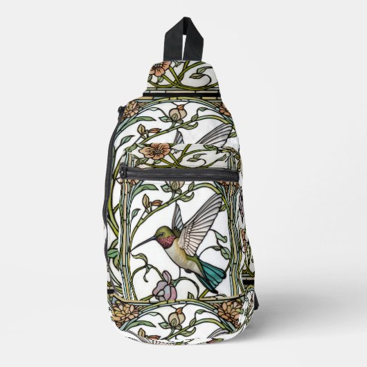 Elegante kolibriekunst botanische boho chic sling bag (Voorkant)