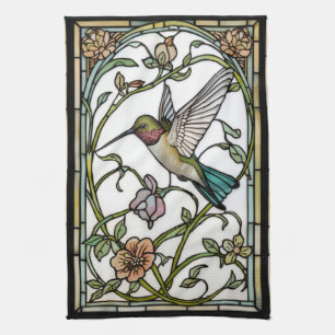 Elegante kolibriekunst botanische boho chic theedoek