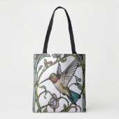 Elegante kolibriekunst botanische boho chic tote bag (Voorkant)