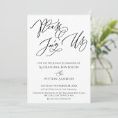 Elegante "Komt u bij ons" Zwart & Wit Huwelijk Kaart (Staand voorkant)