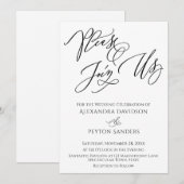 Elegante "Komt u bij ons" Zwart & Wit Huwelijk Kaart (Voorkant / Achterkant)