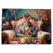Elegante konijn drinkt thee Gelukkig Pasen Groot Cadeauzakje (Achterkant)
