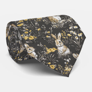 Elegante Konijn Toile Bloem Motief (9) Stropdas