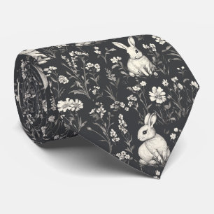 Elegante Konijn Toile Bloem Motief Vintage (1) Stropdas