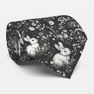 Elegante Konijn Toile Bloem Motief Vintage (2) Stropdas