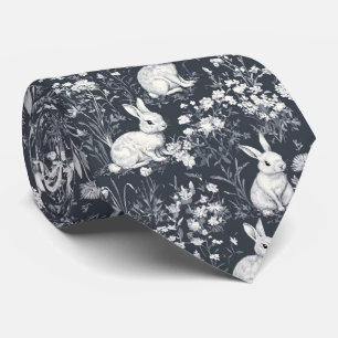 Elegante Konijn Toile Bloem Motief Vintage (5) Stropdas