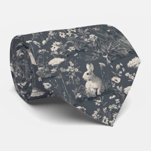 Elegante Konijn Toile Bloem Motief Vintage (6) Stropdas
