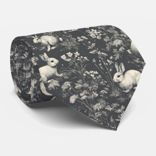 Elegante Konijn Toile Bloem Motief Vintage (8) Stropdas