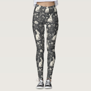 Elegante Konijn Toile Bloem Motief Vintage Leggings