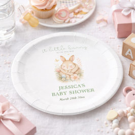 Elegante Konijntje Neutrale Baby Shower Papieren Bordje