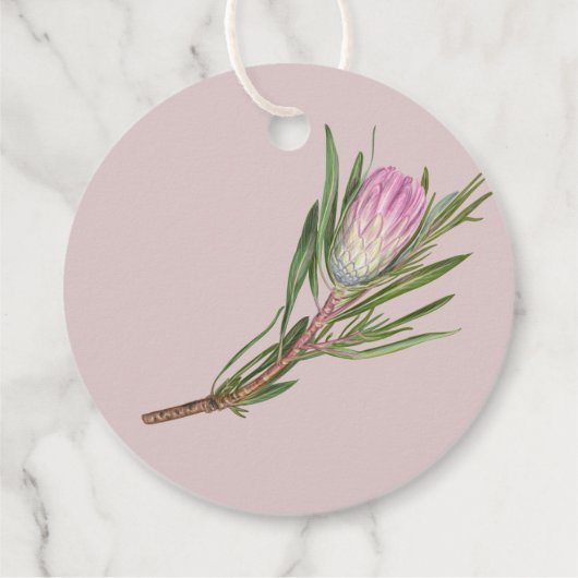 Elegante koning protea bloem bedankjes labels (Achterkant)