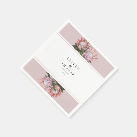 Elegante koning protea bloem servetten (Hoek)