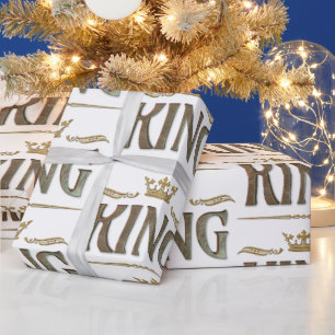 Elegante KONING Royalty-vrije belettering, kroon Cadeaupapier