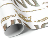 Elegante KONING Royalty-vrije belettering, kroon Cadeaupapier (Rol Hoek)