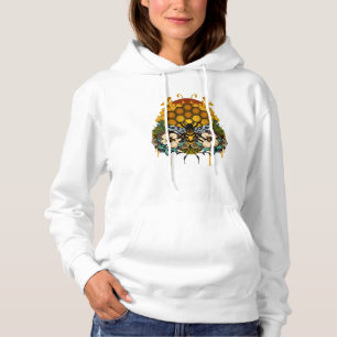 Elegante Koningin Bij Bloemrijke Bijenkorf Natuur Hoodie