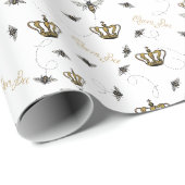 Elegante Koningin Bij Gouden Kroon Wit Cadeaupapier (Rol Hoek)