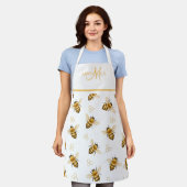 Elegante Koningin Bij Monogram Crème Goud Schort (Gedragen)