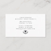 Elegante koningin honing bij zwart wit goud imker visitekaartje (Achterkant)