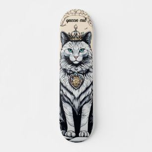 Elegante Koningin Kat: Elegant Skateboardontwerp Persoonlijk Skateboard