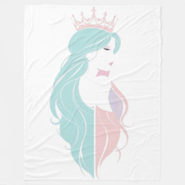 "Elegante koningin met kroon" Pastelontwerp Fleece Deken