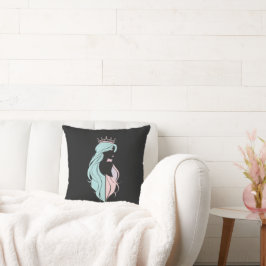 "Elegante koningin met kroon" Pastelontwerp Kussen