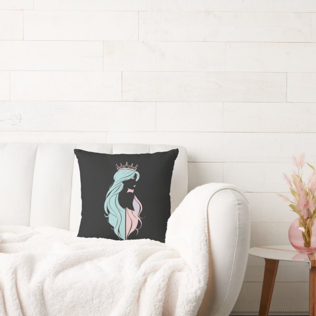 "Elegante koningin met kroon" Pastelontwerp Kussen (Bank)